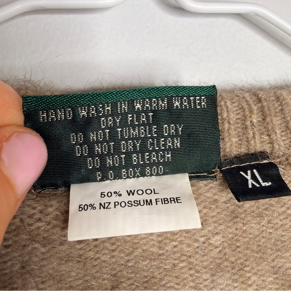 Lothlorian Luxury Wool NZ Possum Fibre Tan Cardigan Sweater XL - Picture 4 of 5